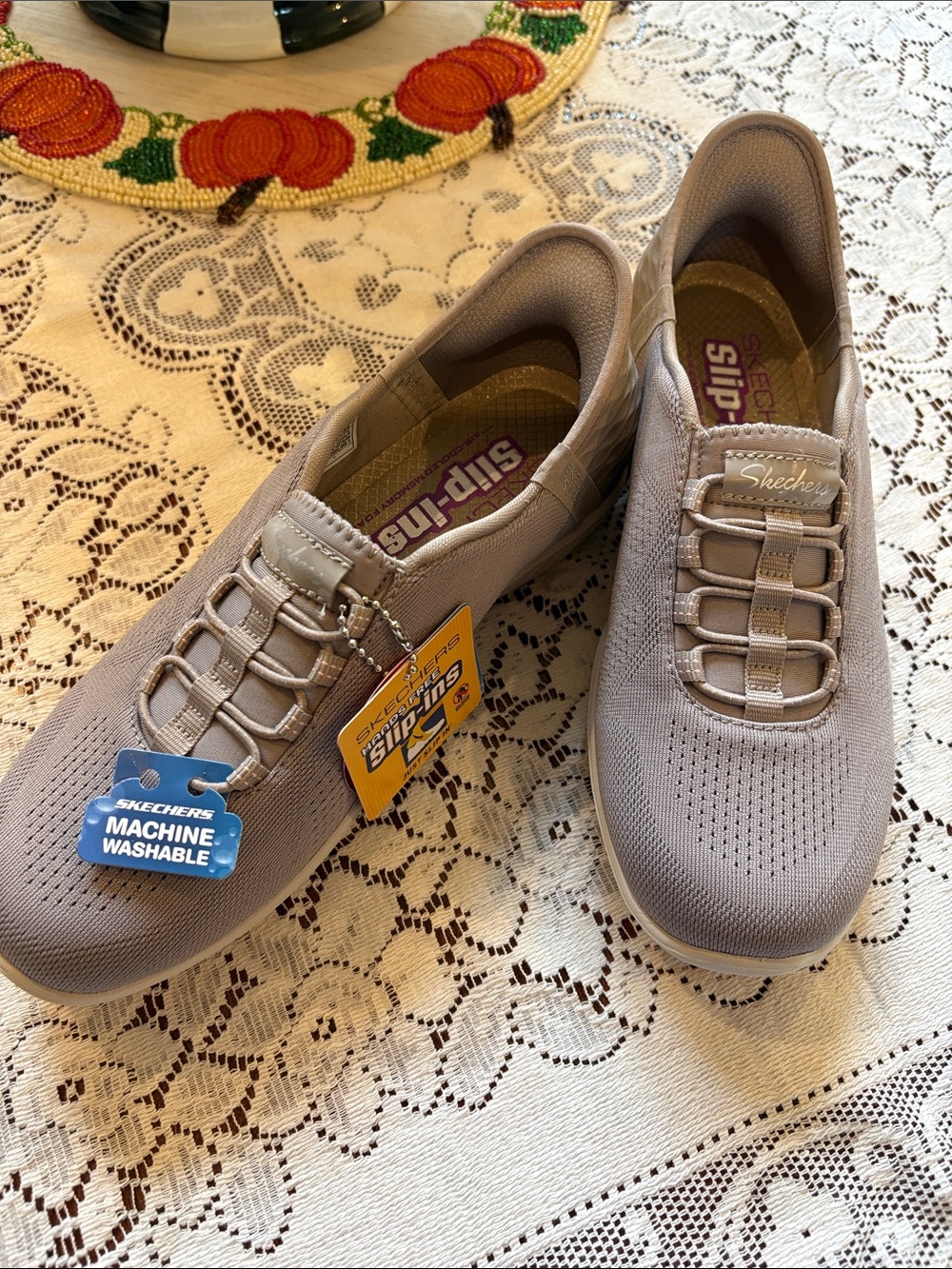 Women’s Taupe Slip-On Skechers